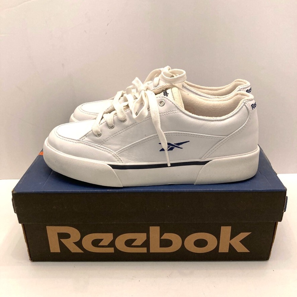 Reebok Elle 4 Tennis Shoe Womens 9.5 EU 40.5‎ White Navy Box Nearly New
